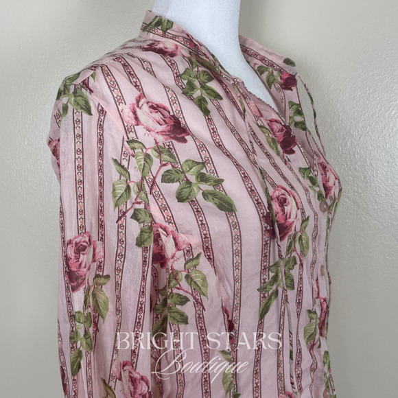 Rare Floral Top ASO Fred in Angel Vintage Pink Rose Long Sleeve Amy Acker - Picture 9 of 10